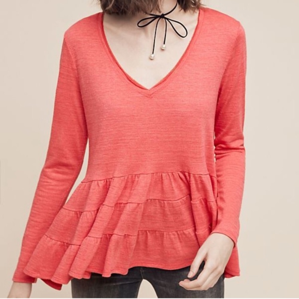 Anthro | Deletta Thea Long Sleeve Swing Top Sz S